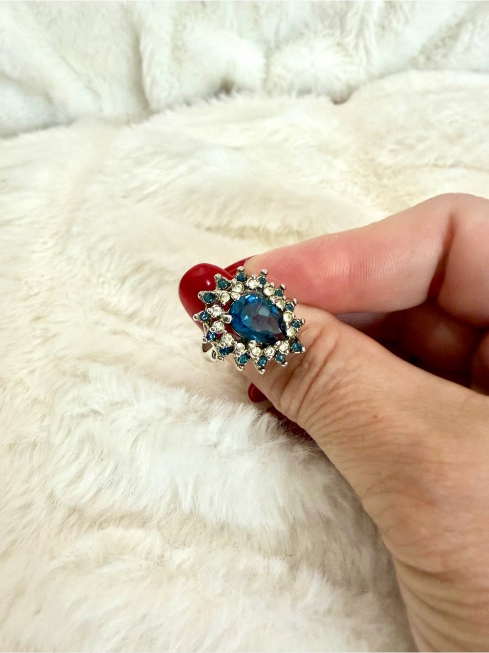 Brilliant London Blue Topaz Vintage Cocktail Ring